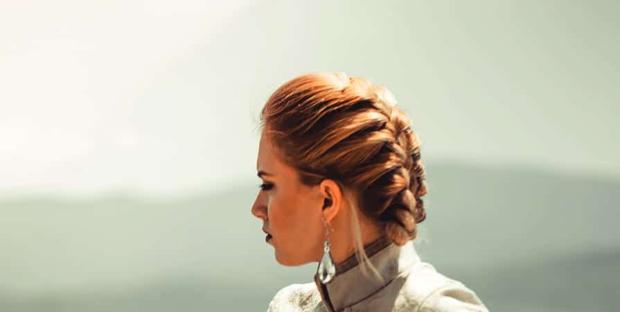 Woman with Creative Updo Hairstyle